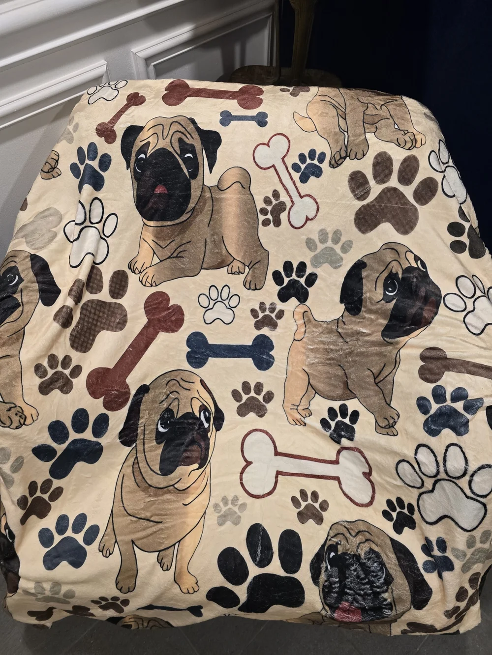 Pug Print Throw Blanket.